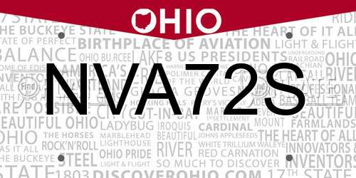 NVA72S Ohio License Plate