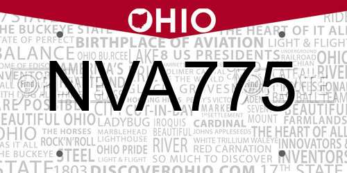 NVA775 Ohio License Plate