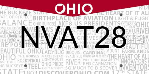 NVAT28 Ohio License Plate