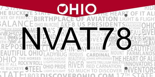NVAT78 Ohio License Plate