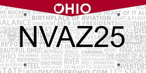 NVAZ25 Ohio License Plate