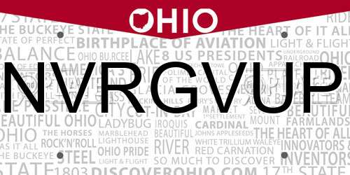NVRGVUP Ohio License Plate