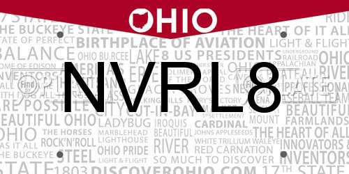 NVRL8 Ohio License Plate