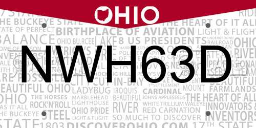 NWH63D Ohio License Plate
