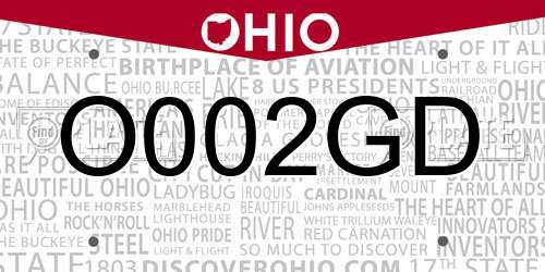 O002GD Ohio License Plate
