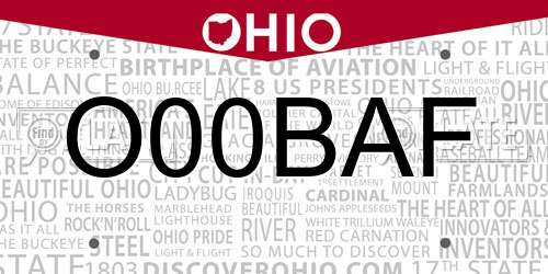 O00BAF Ohio License Plate