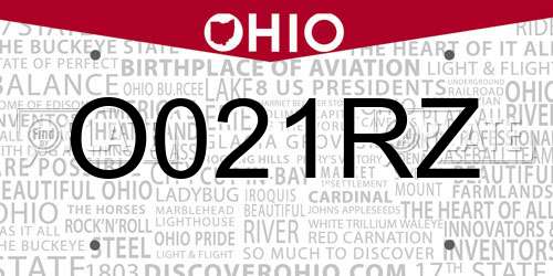 O021RZ Ohio License Plate