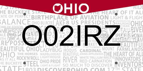 O02IRZ Ohio License Plate