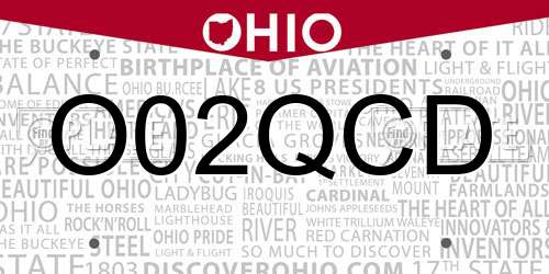 O02QCD Ohio License Plate