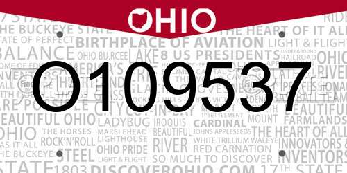 O109537 Ohio License Plate