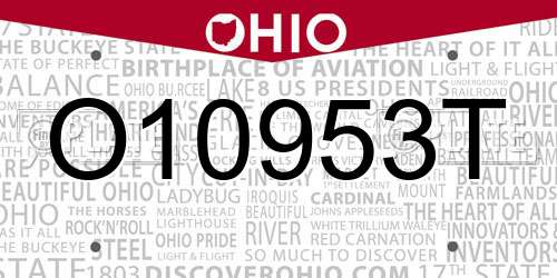 O10953T Ohio License Plate