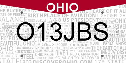 O13JBS Ohio License Plate