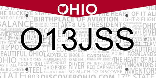 O13JSS Ohio License Plate