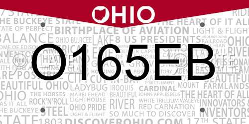 O165EB Ohio License Plate