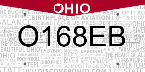 O168EB Ohio License Plate