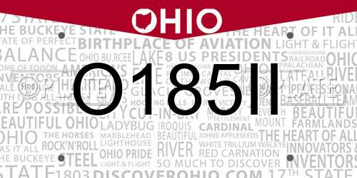 O185II Ohio License Plate