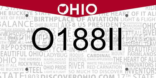 O188II Ohio License Plate