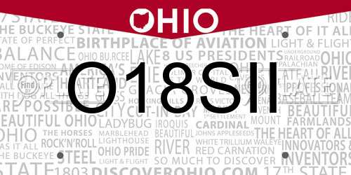 O18SII Ohio License Plate