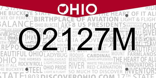 O2127M Ohio License Plate