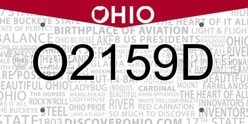 O2159D Ohio License Plate