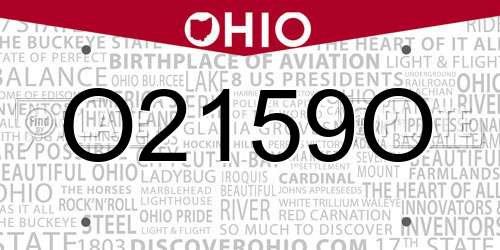 O2159O Ohio License Plate