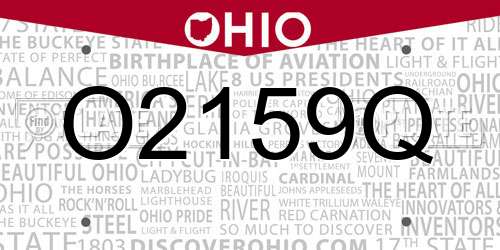 O2159Q Ohio License Plate