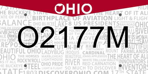 O2177M Ohio License Plate