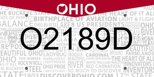 O2189D Ohio License Plate