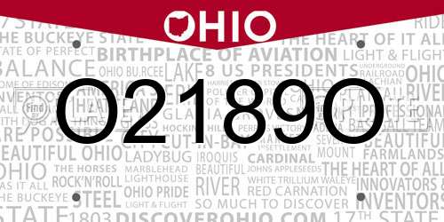 O2189O Ohio License Plate