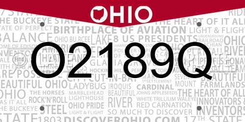 O2189Q Ohio License Plate