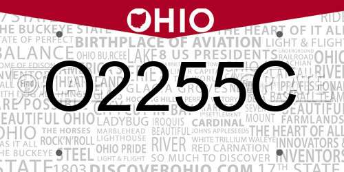 O2255C Ohio License Plate