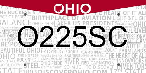 O225SC Ohio License Plate
