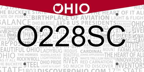 O228SC Ohio License Plate