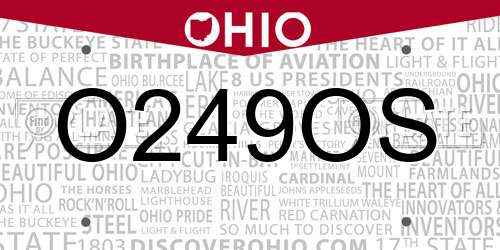 O249OS Ohio License Plate