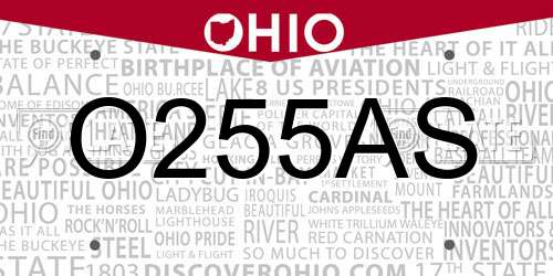O255AS Ohio License Plate