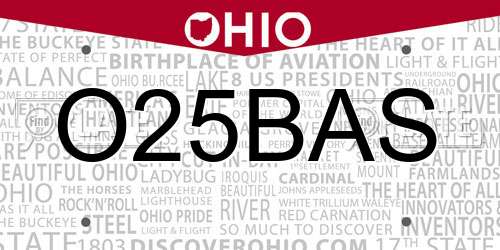 O25BAS Ohio License Plate