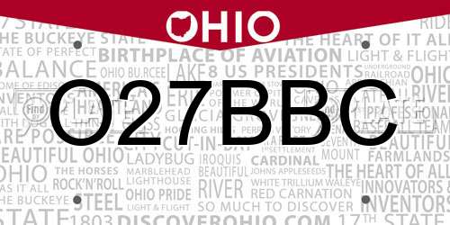 O27BBC Ohio License Plate