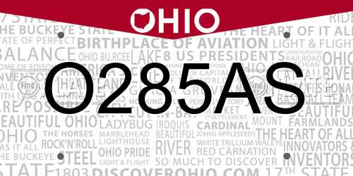 O285AS Ohio License Plate