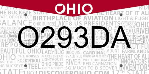 O293DA Ohio License Plate