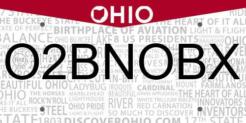 O2BNOBX Ohio License Plate