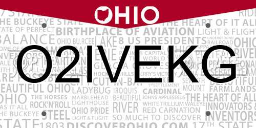 O2IVEKG Ohio License Plate