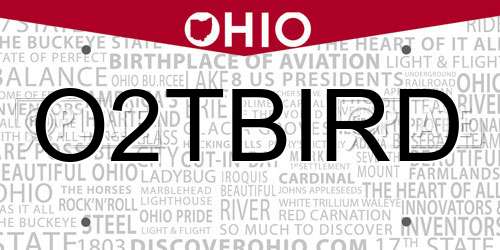 O2TBIRD Ohio License Plate
