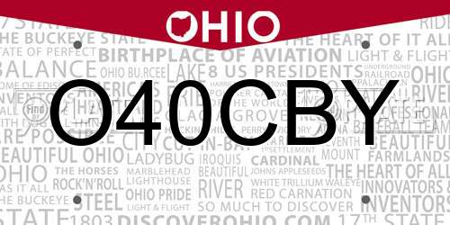 O40CBY Ohio License Plate