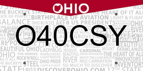 O40CSY Ohio License Plate