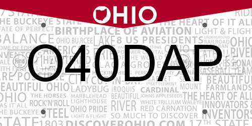 O40DAP Ohio License Plate