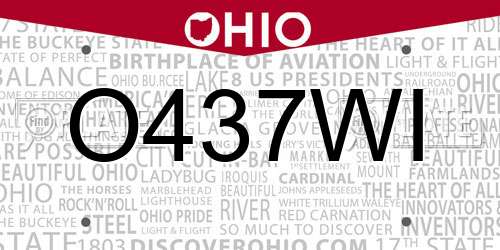 O437WI Ohio License Plate