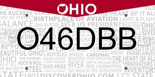 O46DBB Ohio License Plate