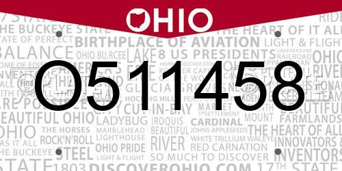 O511458 Ohio License Plate