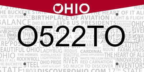 O522TO Ohio License Plate