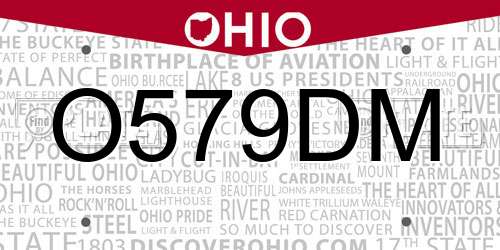 O579DM Ohio License Plate